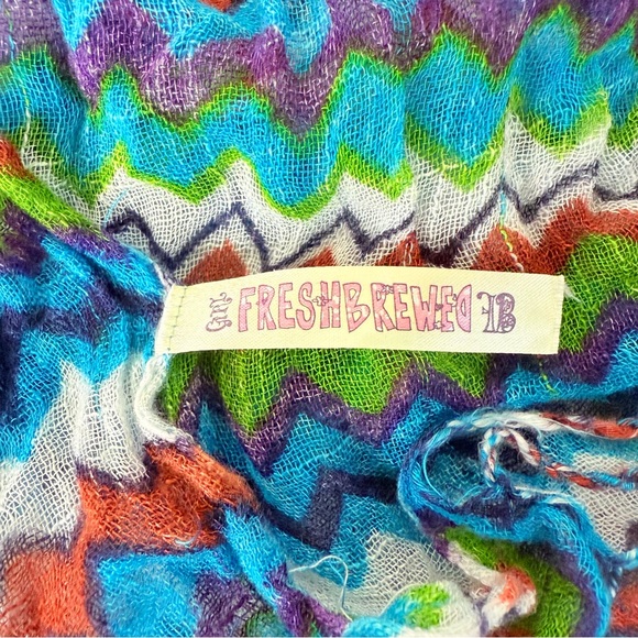 Fresh Brewed Girly Light Weight Colorful Zigzag Pattern Scarf square 30” - Picture 3 of 4